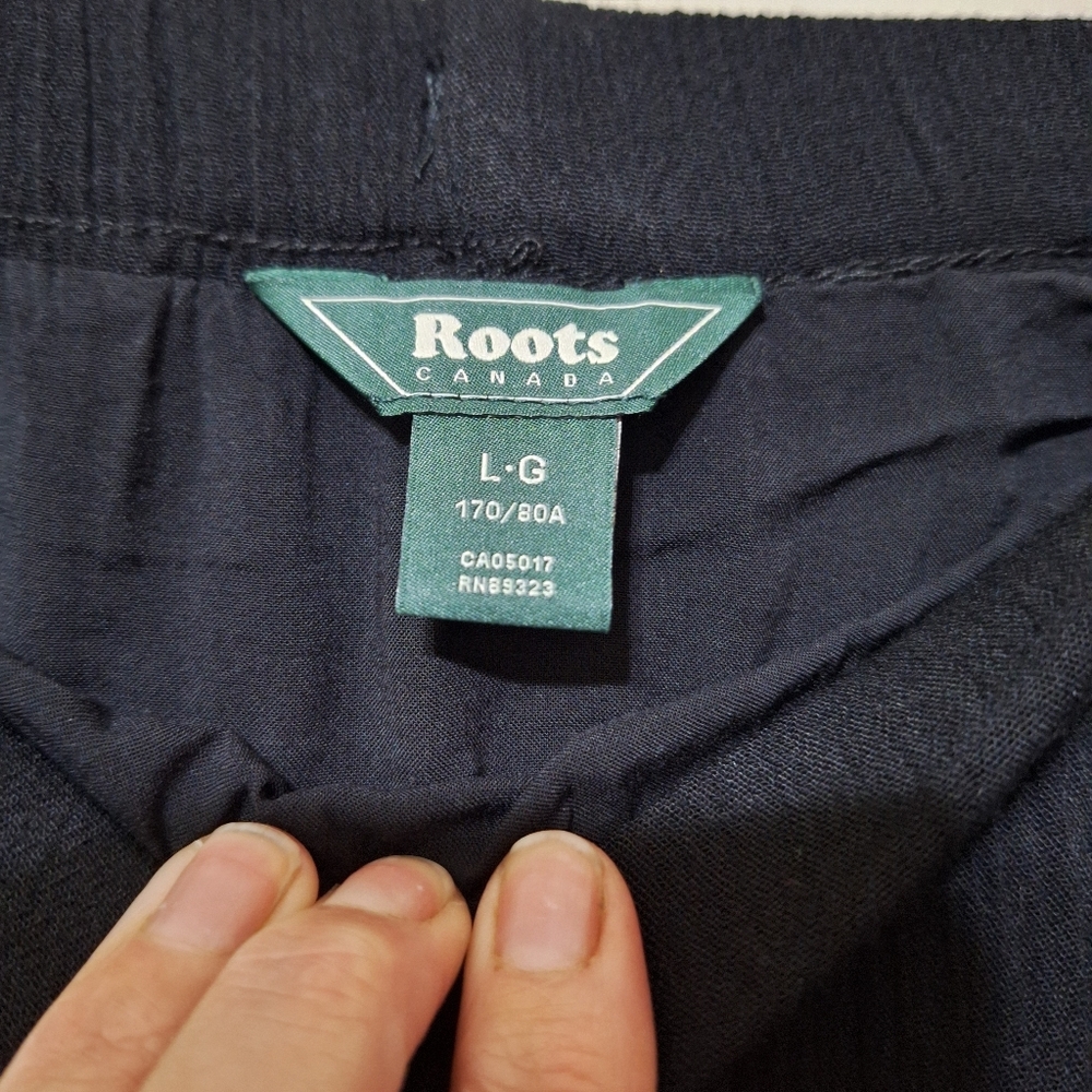 Roots Canada Black Rayon Maxi Skirt L Quiet Luxury Boho Festival Long Eyelet Hem - Picture 7 of 12